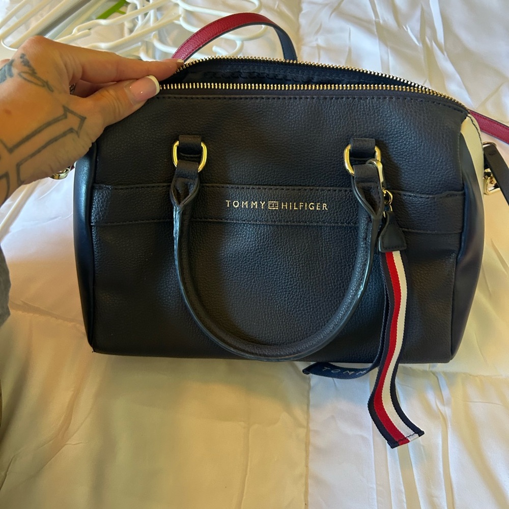 Tommy Hilfiger Black and Red Satchel